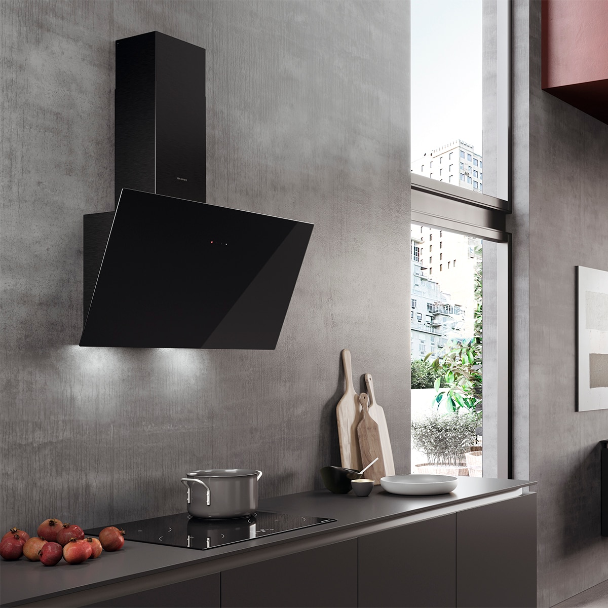 Campana decorativa Mepamsa aspiración perimetral - Cuadro 90 Cristal Negro Cristal negro-3