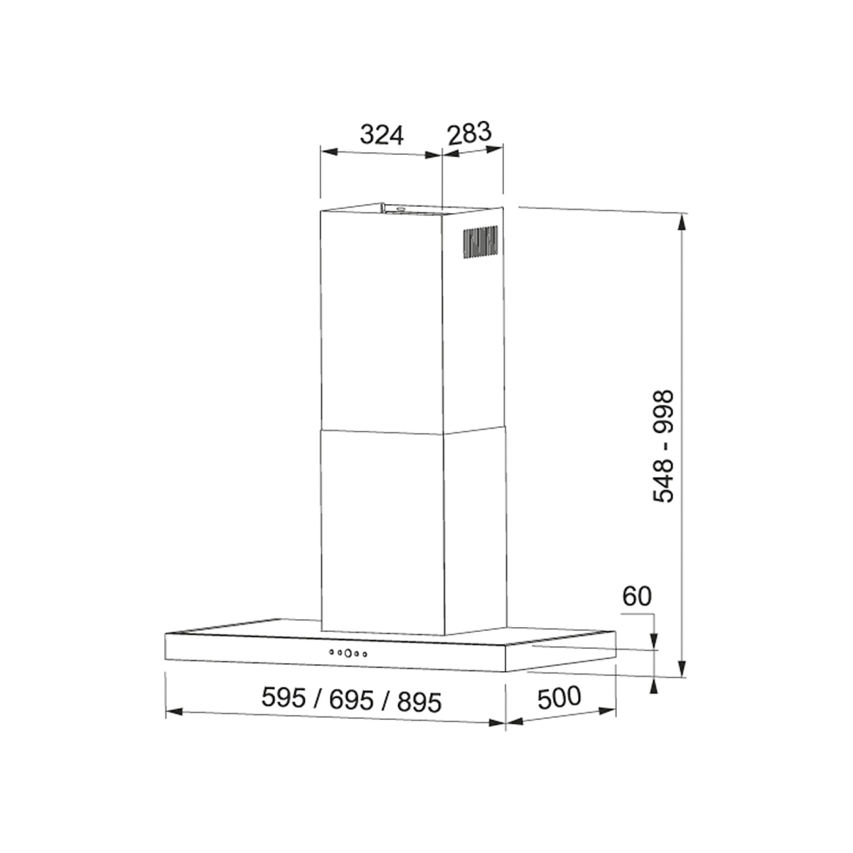 Campana decorativa Mepamsa panel de control Soft Touch - Silueta XLA Inox 70 Inox-2