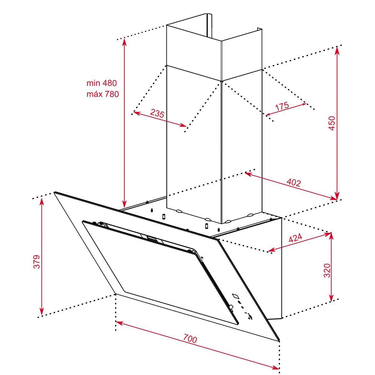 Campana decorativa Teka sistema de aspiración perimetral - DVT 78660 TBSWH Cristal blanco-3
