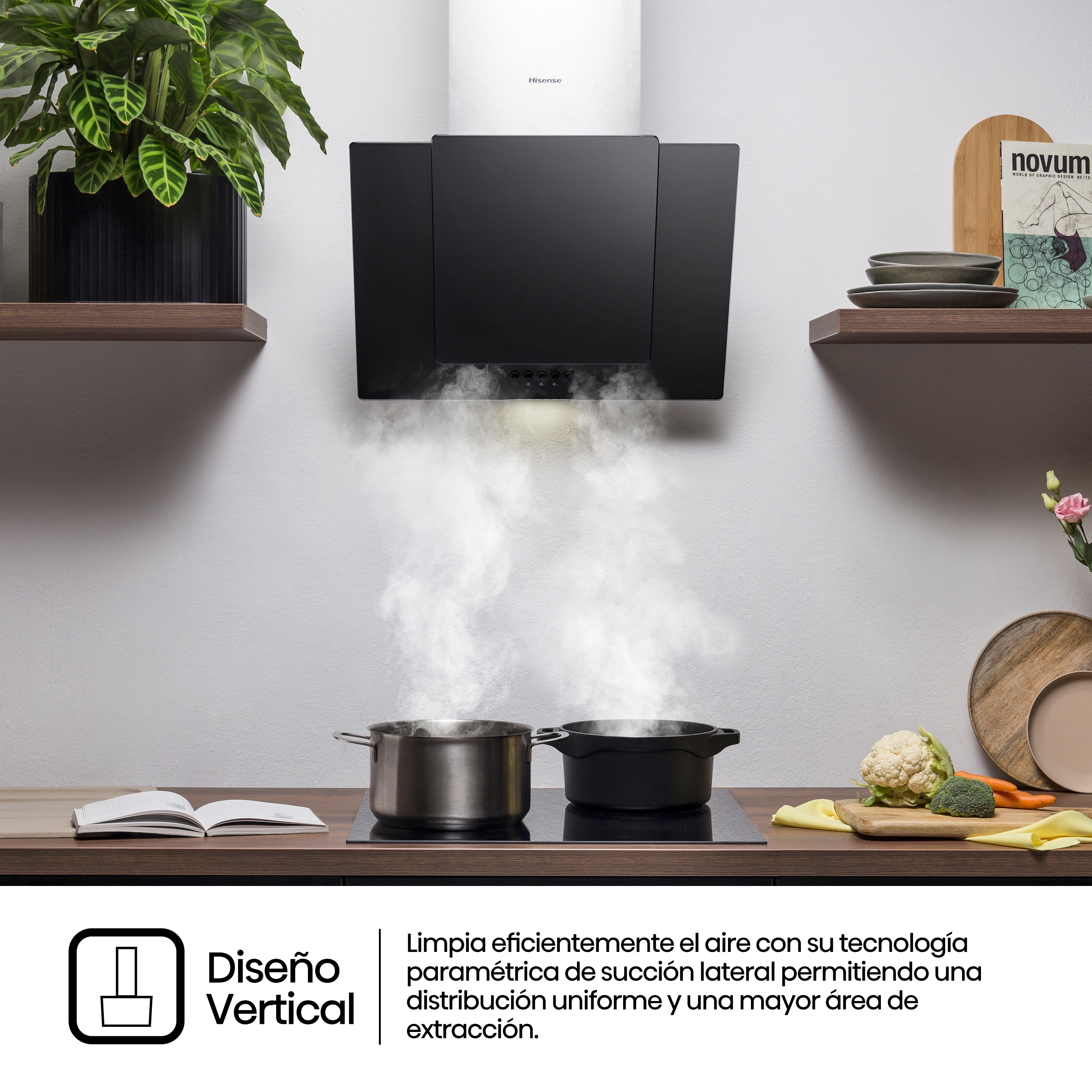 Campana decorativa Hisense 3 velocidades - CH6IN6BXBG Negro/Acero inox-11