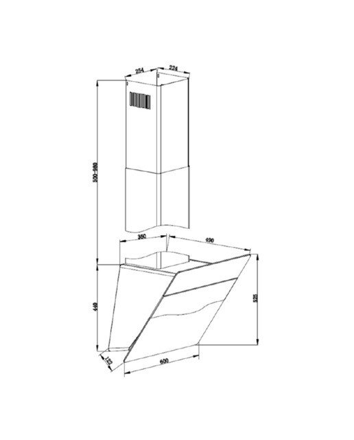 Exaustor de Parede Fagor 3CFT-610N com 4 Níveis de Potência e de 60 cm - Preto Preto-2