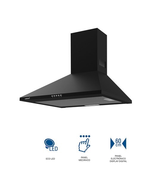Exaustor de Parede Cata OMEGA II 600 BK com 3 Níveis de Extração e de 60 cm - Preto Preto-7
