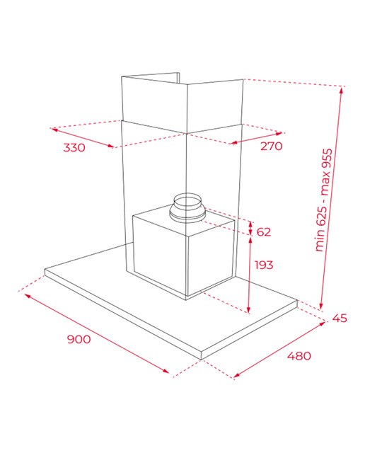 Exaustor de Parede Teka DSH 986 INOX de 280 W, 90 cm e com 4 Velocidades Aço inoxidável-2