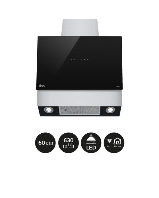 Exaustor de Parede LG HCEZ2428B com 3 Níveis de Extração e de 60 cm - Inox e Preto Preto-4