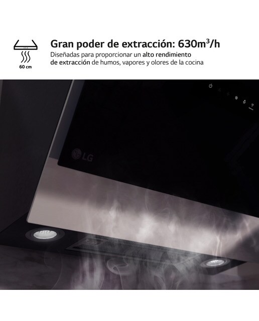 Exaustor de Parede LG HCEZ2428B com 3 Níveis de Extração e de 60 cm - Inox e Preto Preto-5