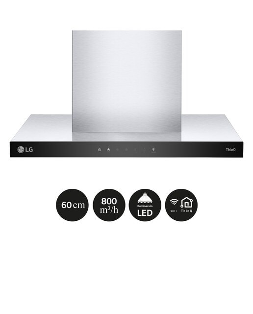 Exaustor de Parede LG HCEZ2426S com 3 Níveis de Extração + Boost e de 60 cm - Inox e Preto Inox/Preto-4