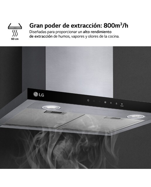 Exaustor de Parede LG HCEZ2426S com 3 Níveis de Extração + Boost e de 60 cm - Inox e Preto Inox/Preto-5