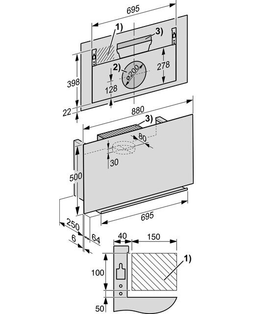 Exaustor de Parede Miele DA 9092 W Screen de 3 Velocidades e de 88 cm - Preto Obsidiana Preto-2