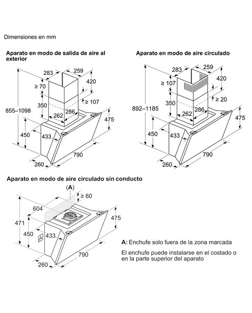 Campana decorativa Balay, inclinada, aspiración perimetral, 4 velocidades - 3BC587LB Cristal blanco-2