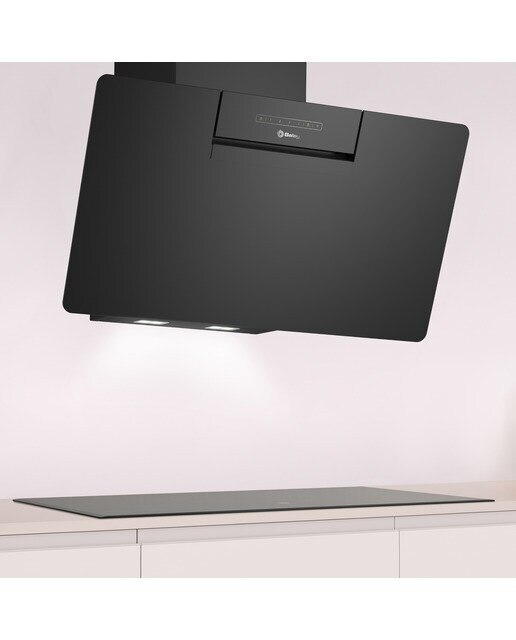 Campana decorativa Balay, inclinada, aspiración perimetral, 4 velocidades - 3BC587GNH Cristal negro-3
