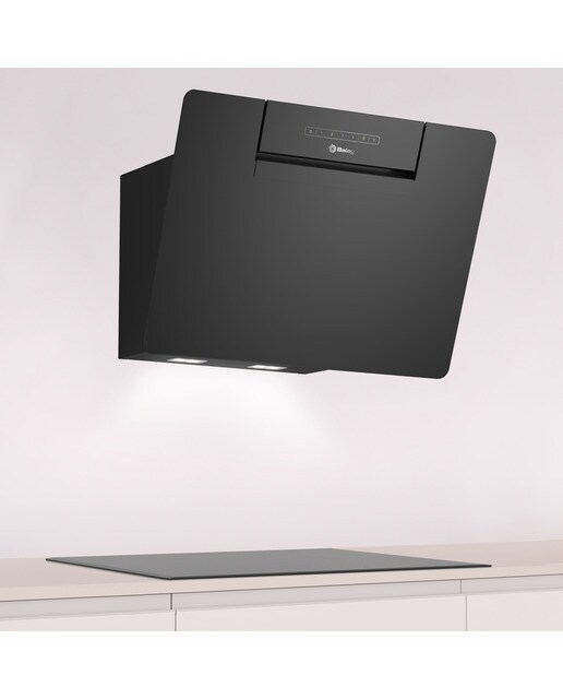 Campana decorativa Balay, inclinada, aspiración perimetral, 4 velocidades - 3BC567GNH Cristal negro-4
