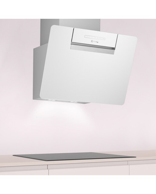 Campana decorativa Balay, inclinada, aspiración perimetral, 4 velocidades - 3BC567GBH Cristal blanco-3