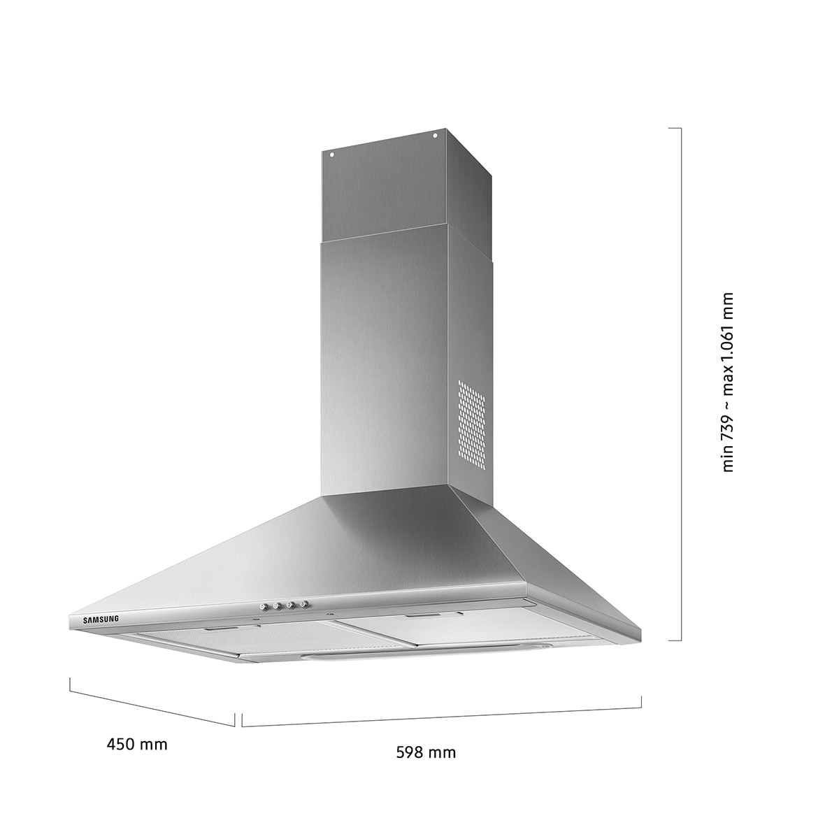 Campana decorativa Samsung con 3 velocidades - NK24M3050PS/U1 Inox-2