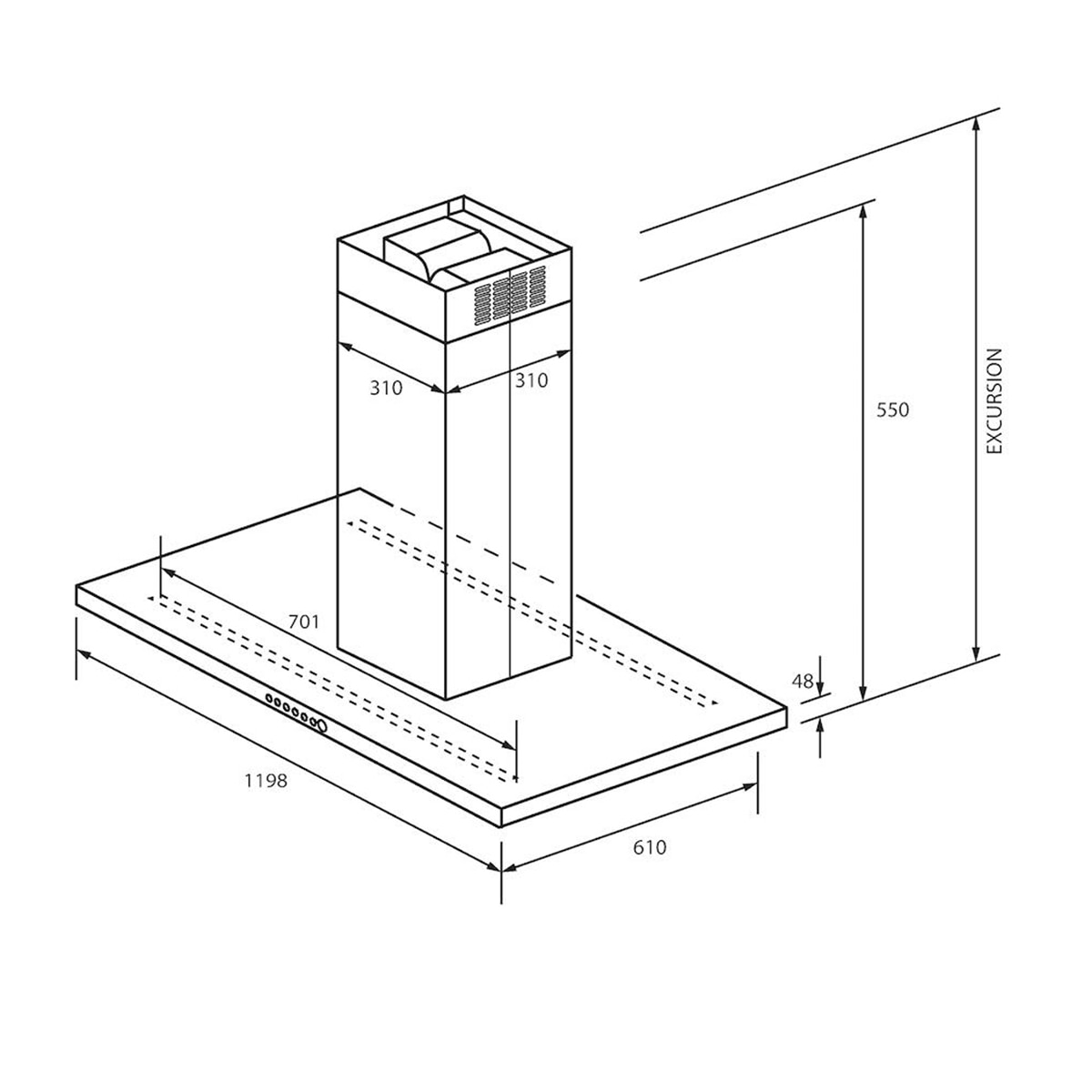 Campana Isla Haier con panel táctil y 4 velocidades - HATSI120CBS6BVOC Negro-2