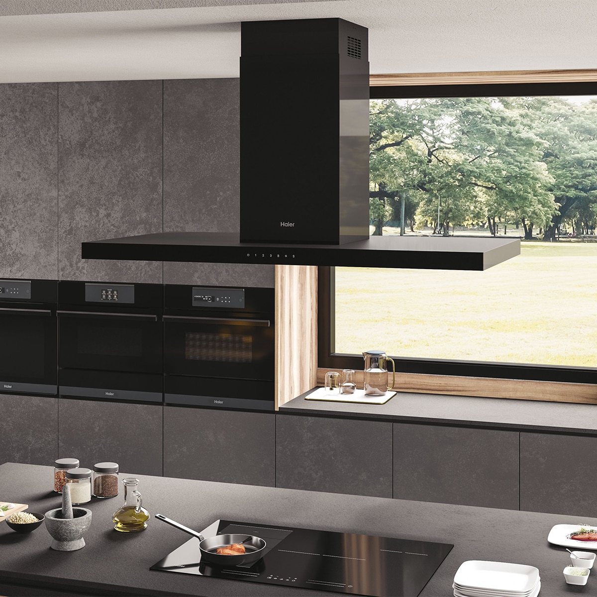 Campana Isla Haier con panel táctil y 4 velocidades - HATSI120CBS6BVOC Negro-5