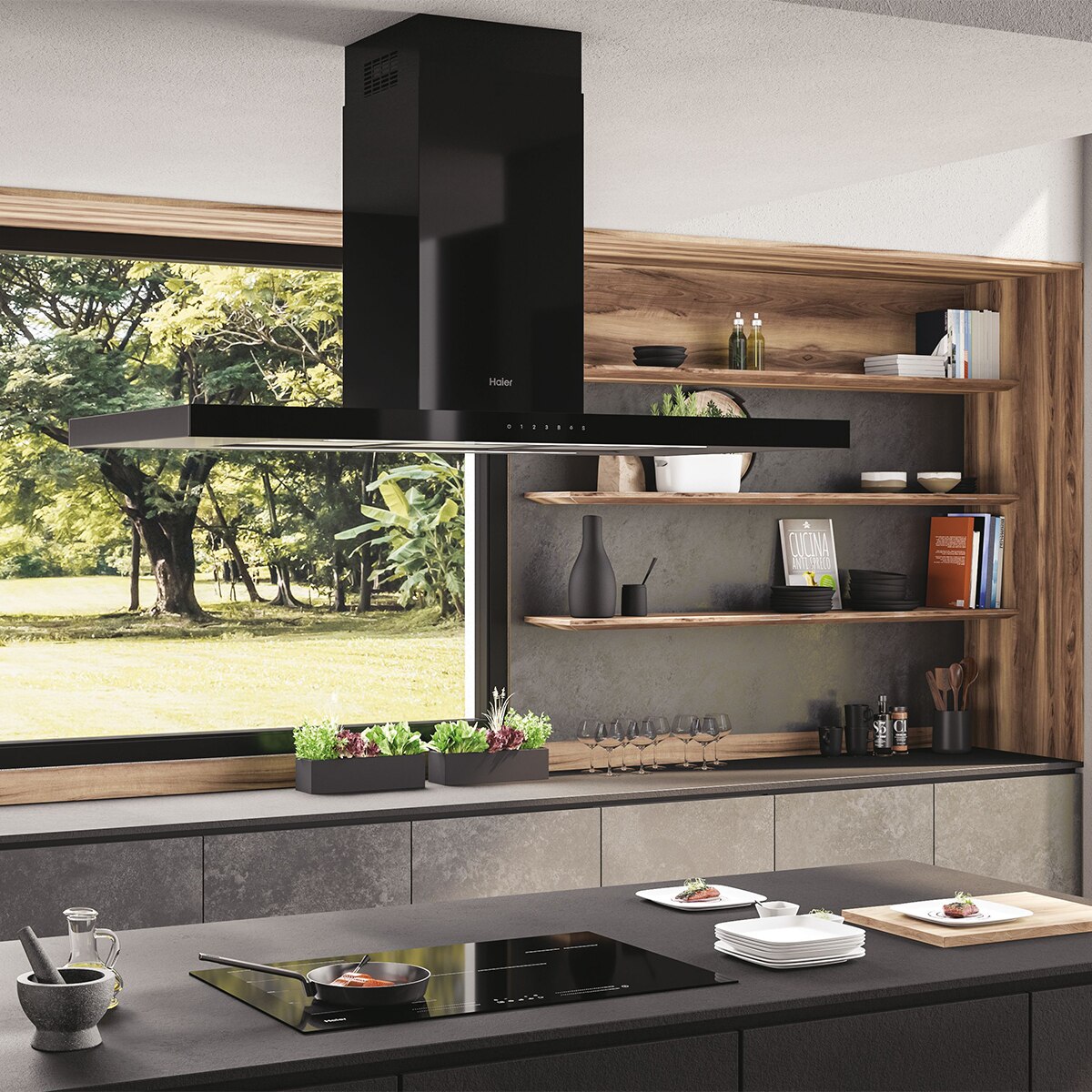 Campana Isla Haier con panel táctil y 4 velocidades - HATSI120CBS6BVOC Negro-6