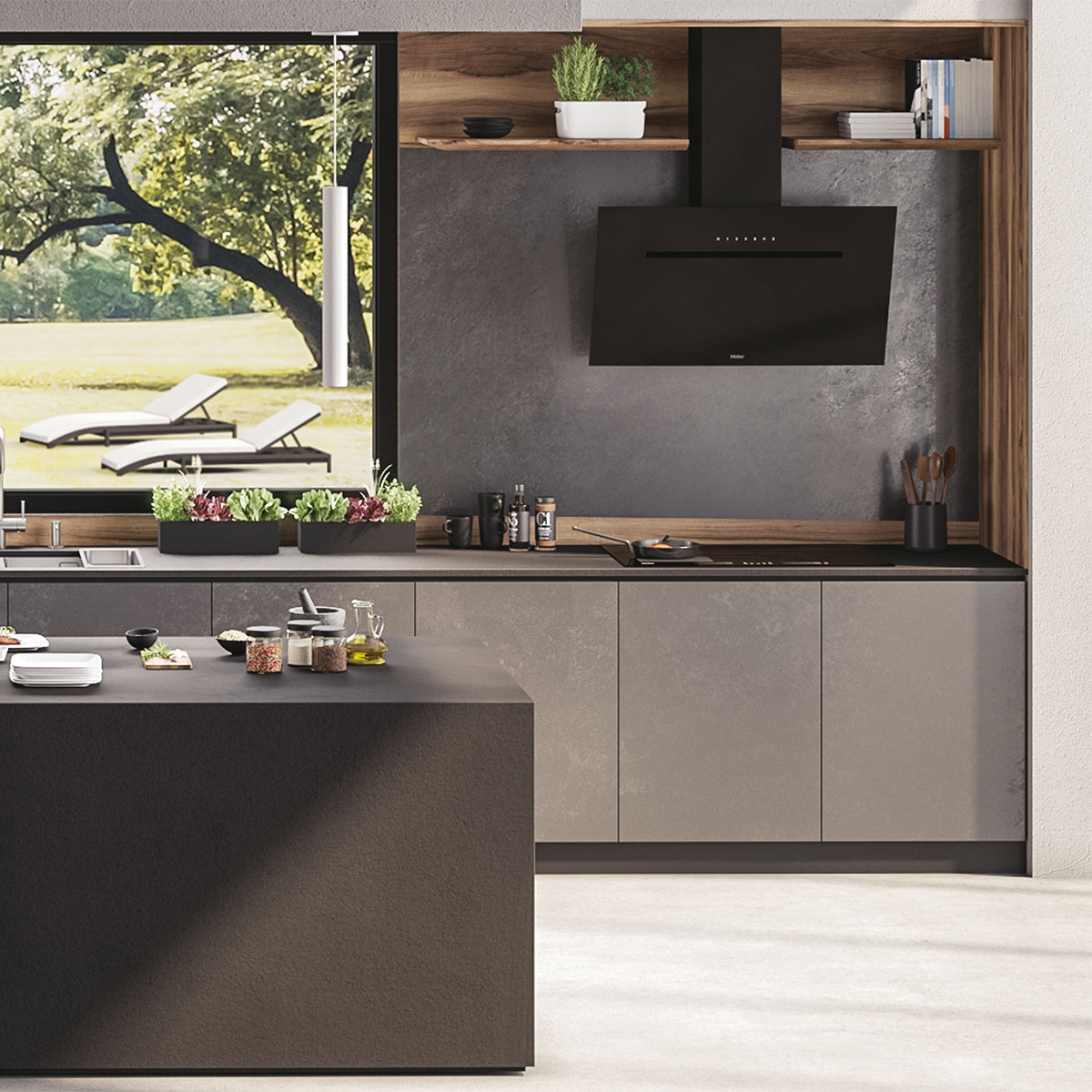 Campana decorativa Haier con 4 velocidades control táctil - HADG9BCS6BVOC Negro-6