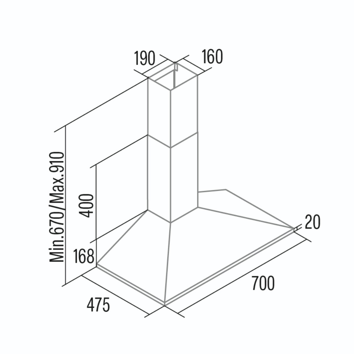 Campana Decorativa  Cata 3 velocidades - VK 7000 X Acero Inox-2