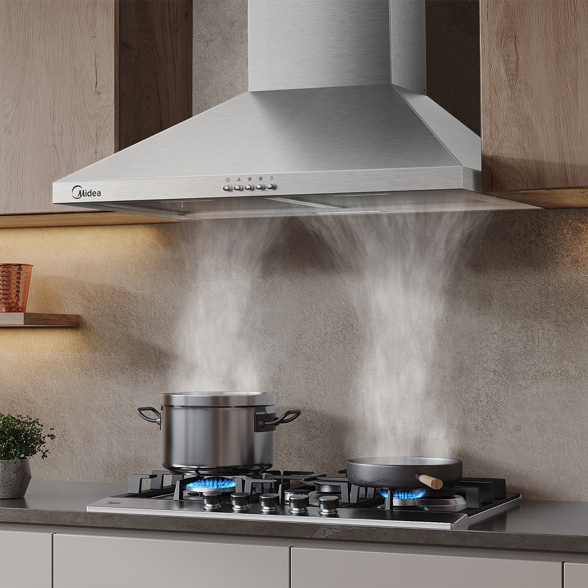 Campana decorativa Midea mural piramidal con 4 niveles de extracción - MH60A17EM21SB-EU - Inox Inox-6