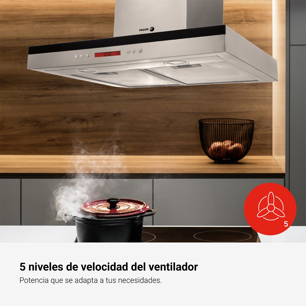 Campana decorativa Fagor con 5 niveles de potencia Comfort - 3CFS-6060X 7