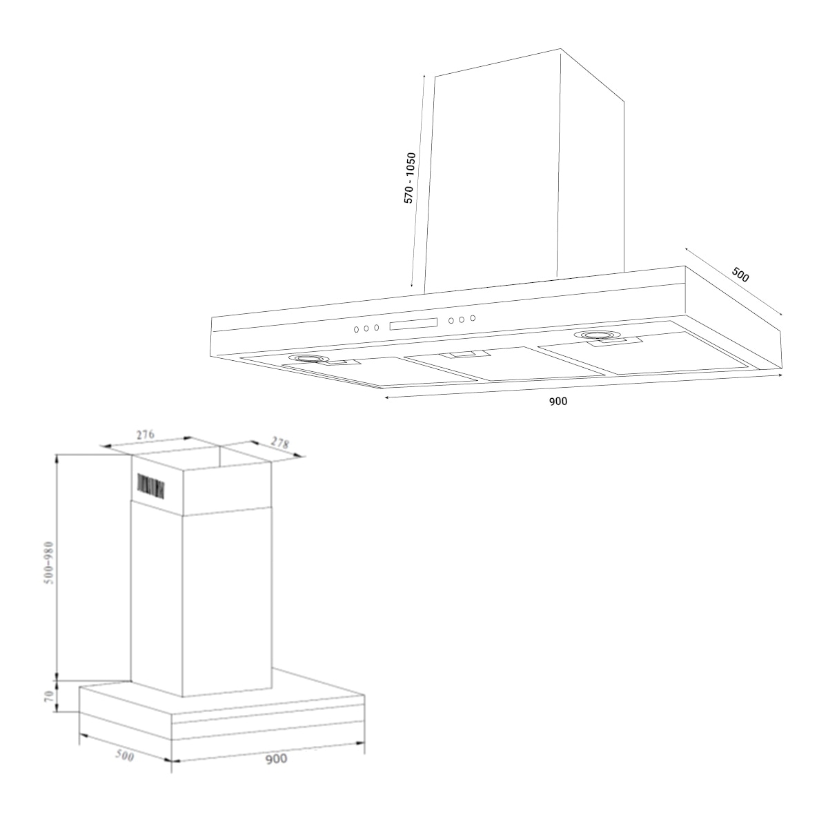 Campana decorativa Fagor con 5 niveles de potencia Comfort - 3CFS-9060X 2