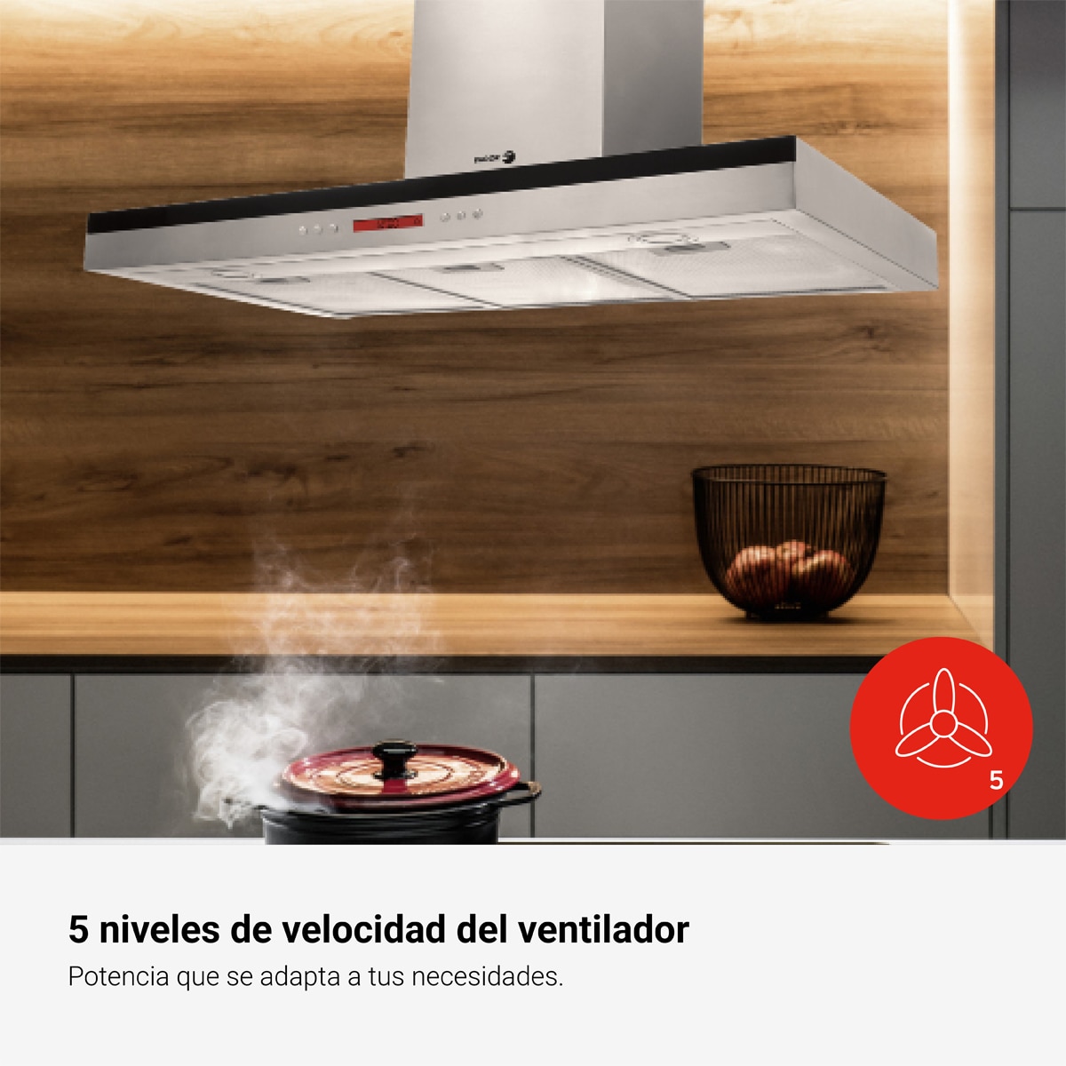 Campana decorativa Fagor con 5 niveles de potencia Comfort - 3CFS-9060X 7