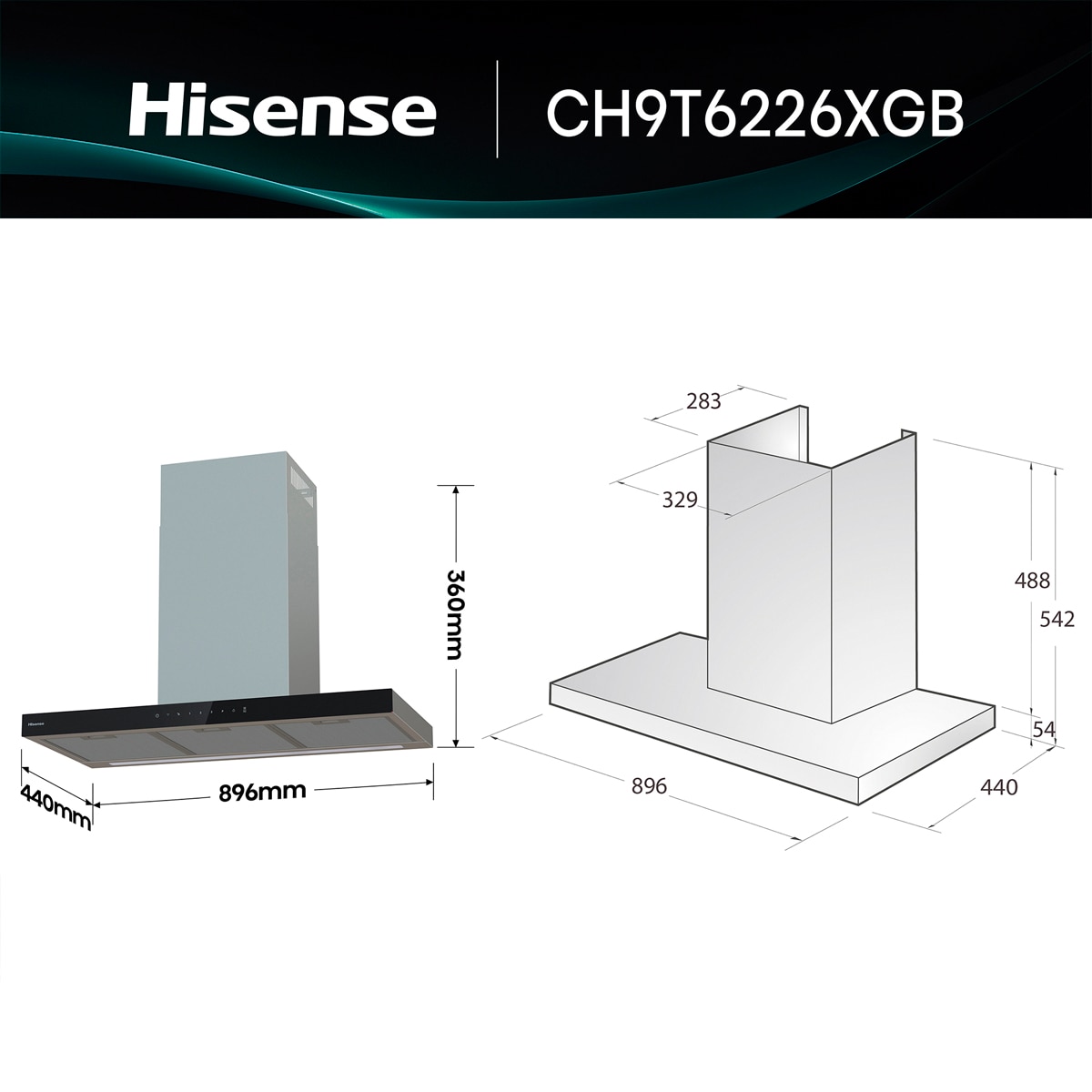 Campana decorativa Hisense 4 niveles 90 cm Inox - CH9T6226XGB Inox-2