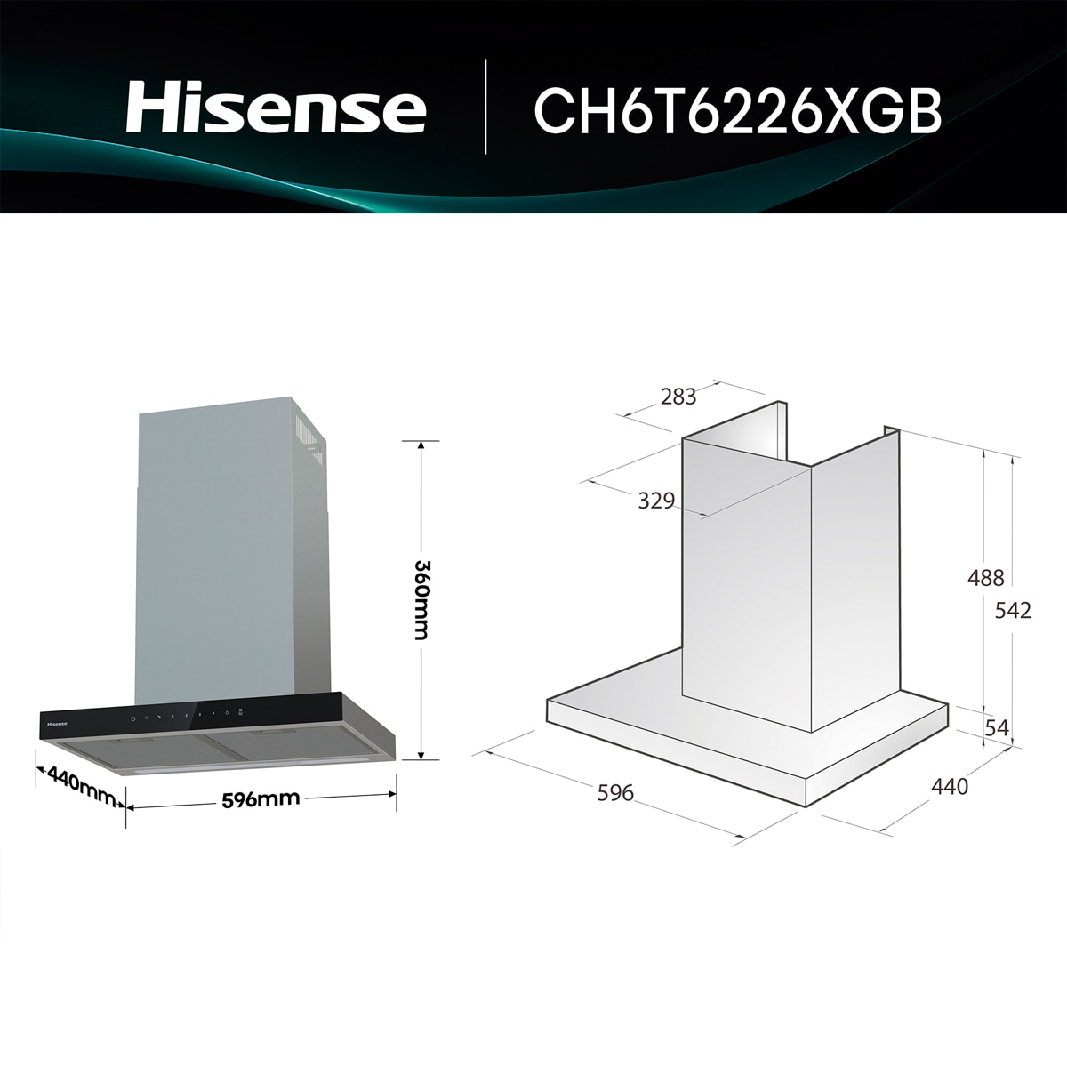 Campana decorativa Hisense 4 niveles 60 cm Inox - CH6T6226XGB Inox-2