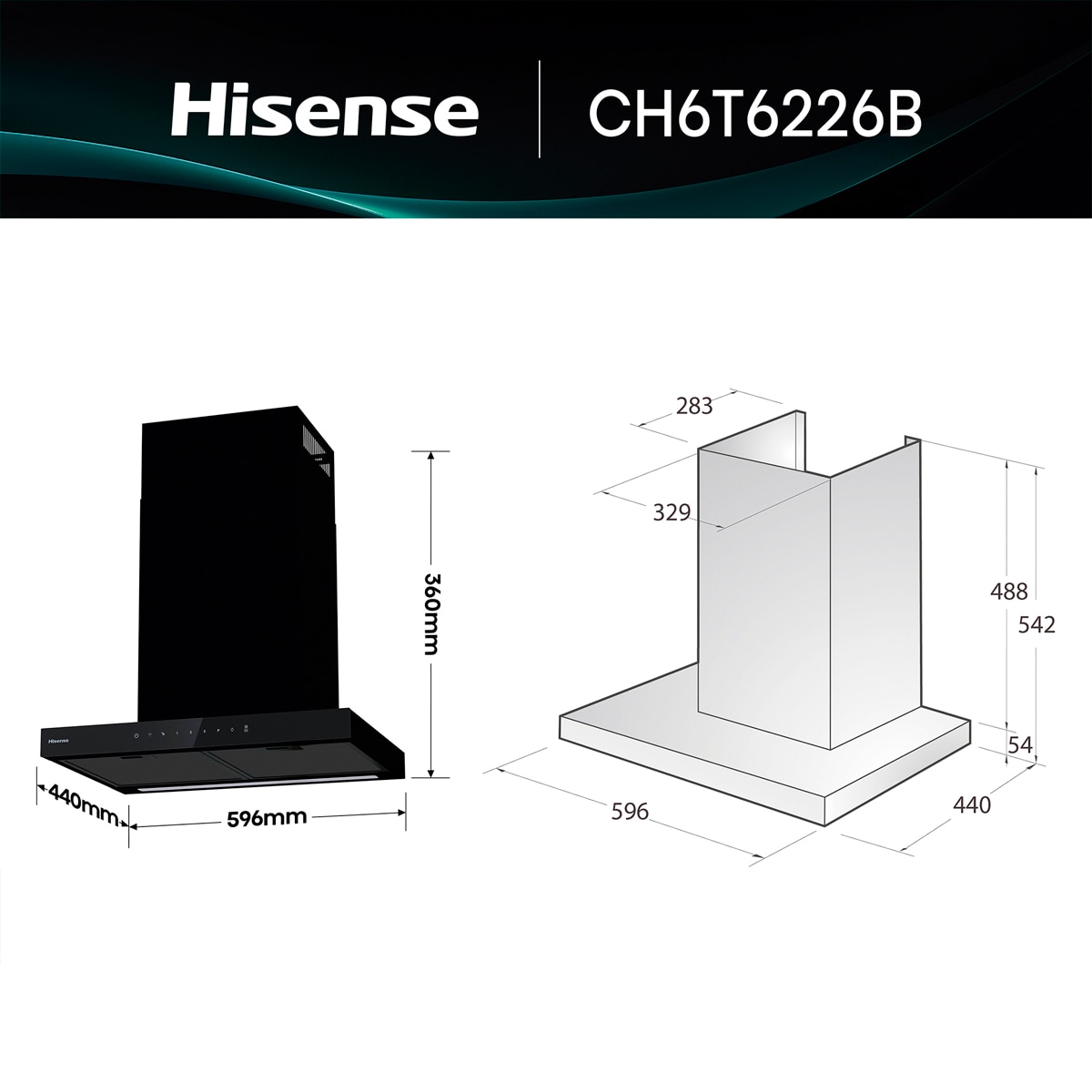 Campana decorativa Hisense 4 niveles 60 cm - CH6T6226B Negro · El