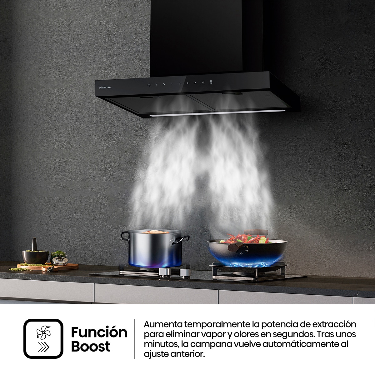 Campana decorativa Hisense 4 niveles 60 cm - CH6T6226B Negro · El
