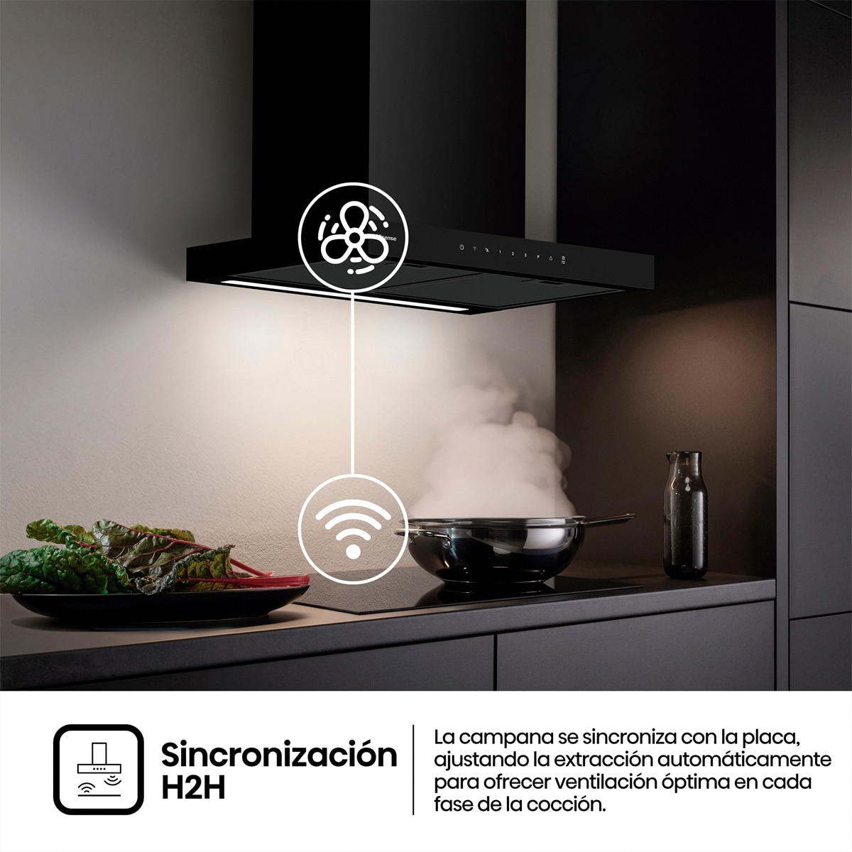 Campana decorativa Hisense 4 niveles 60 cm - CH6T6226B Negro · El