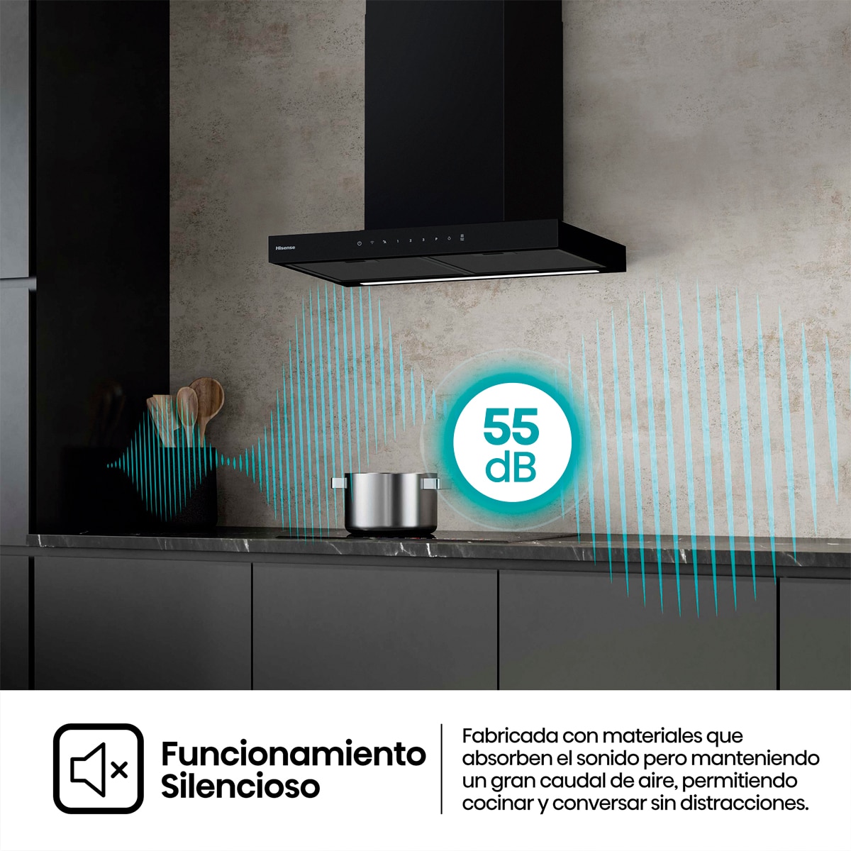 Campana decorativa Hisense 4 niveles 60 cm Negro - CH6T6226B Negro-12
