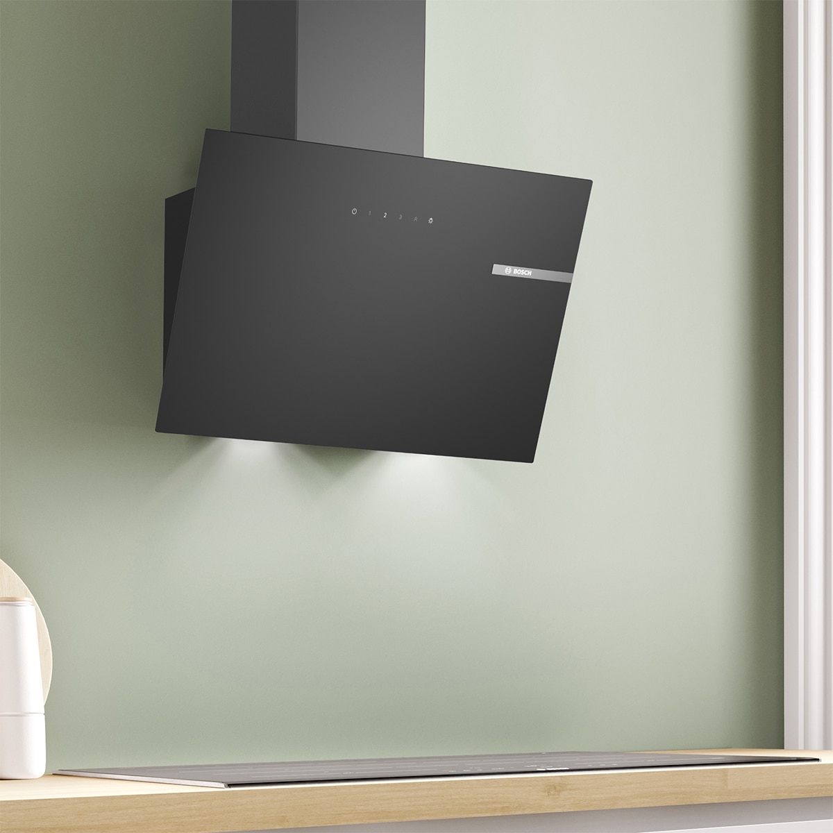 Campana decorativa de pared Bosch, Serie 2, Silenciosa - DWK65DK60 Negro-2