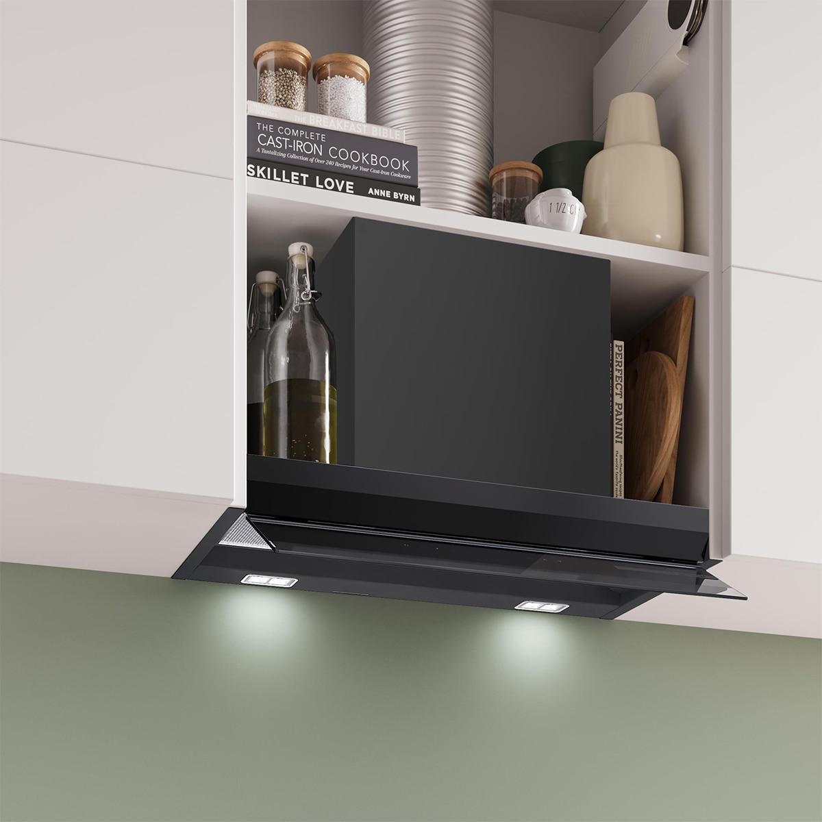 Campana decorativa integrable Bosch, Serie 6, Silenciosa - DBB67DP60 Negro-6