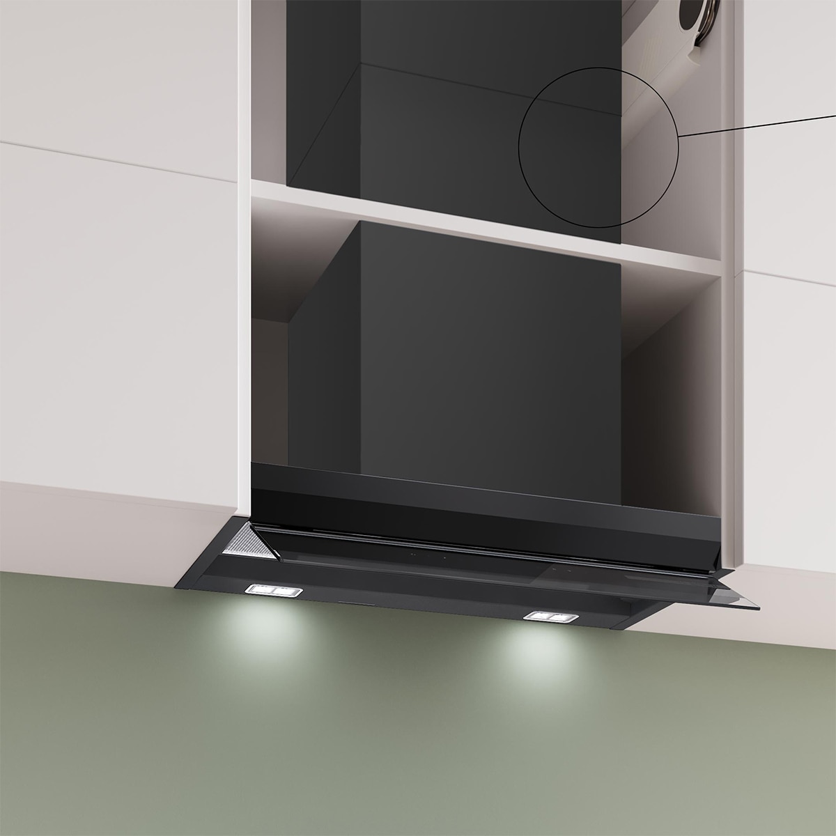 Campana decorativa integrable Bosch, Serie 6, Silenciosa - DBB67DP60 Negro-8