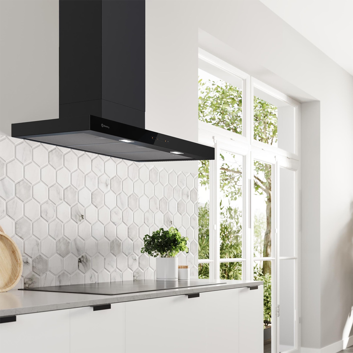 Campana decorativa Balay, 90 cm, extra silencio, negro mate - 3BC897GM Negro-2