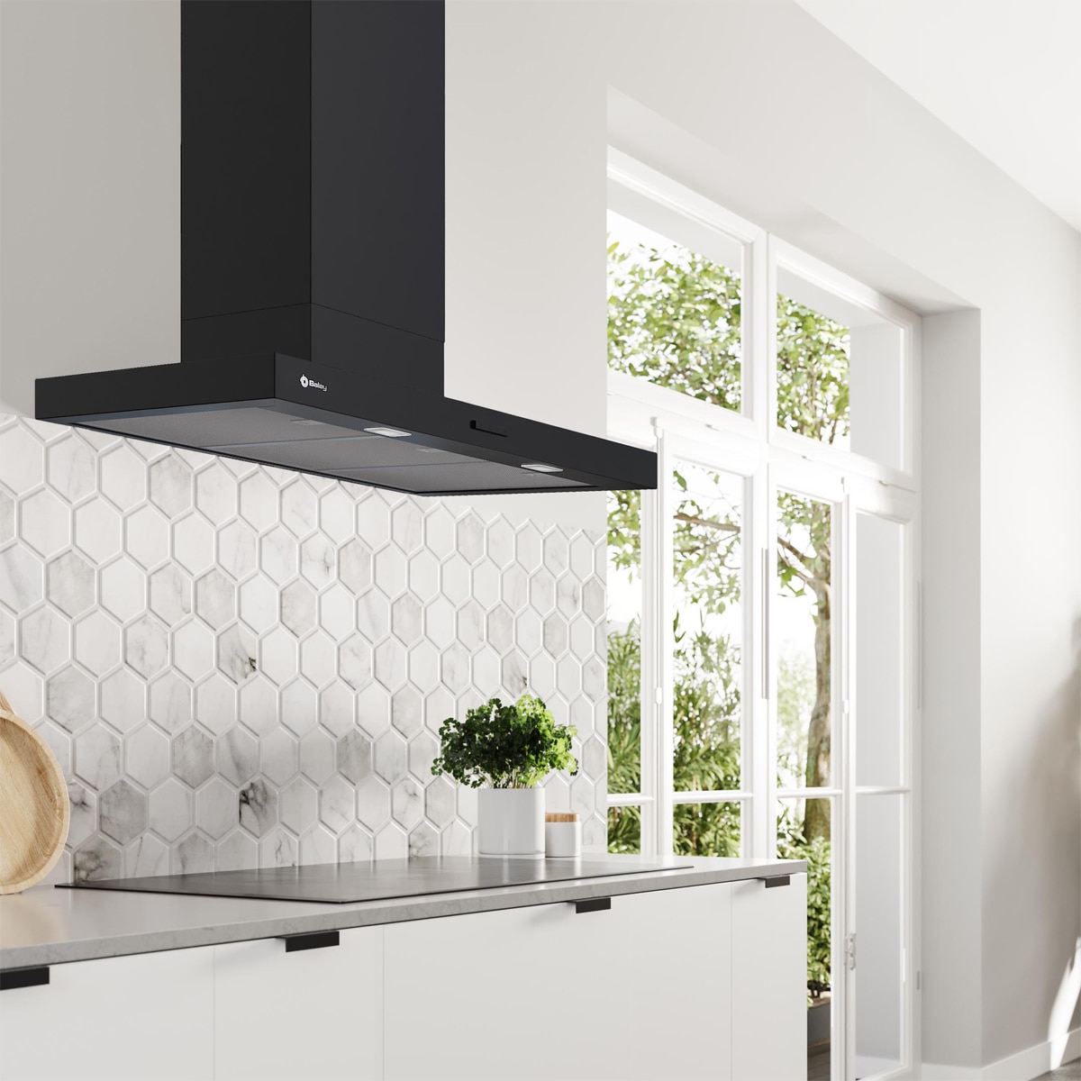 Campana decorativa Balay, 90 cm, negro mate - 3BC894MM Negro-2