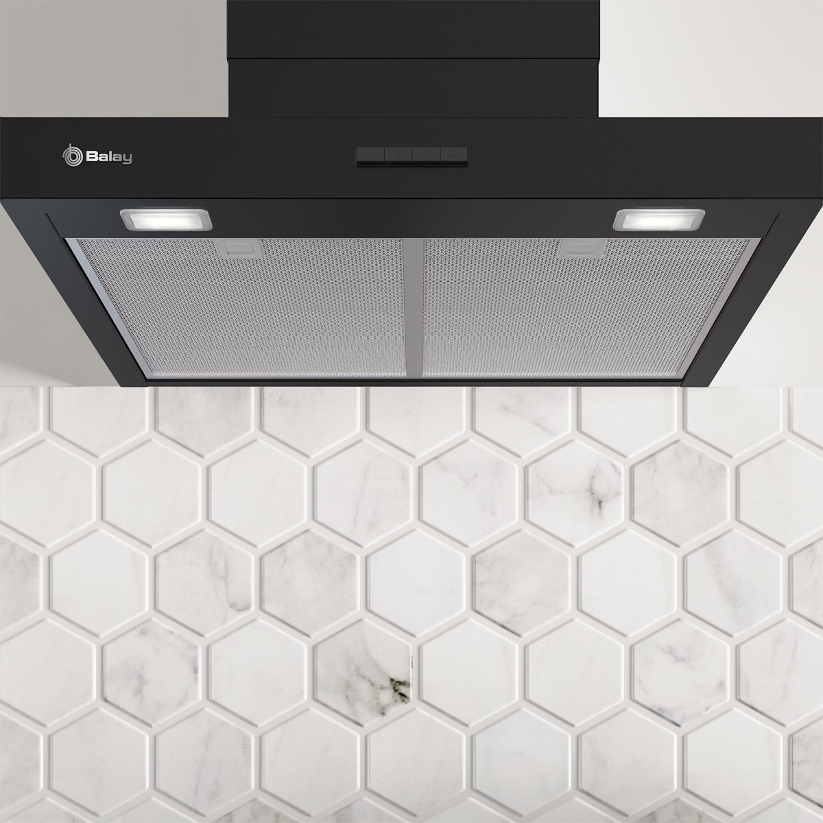 Campana decorativa Balay, 60 cm, negro mate - 3BC864MM Negro-5
