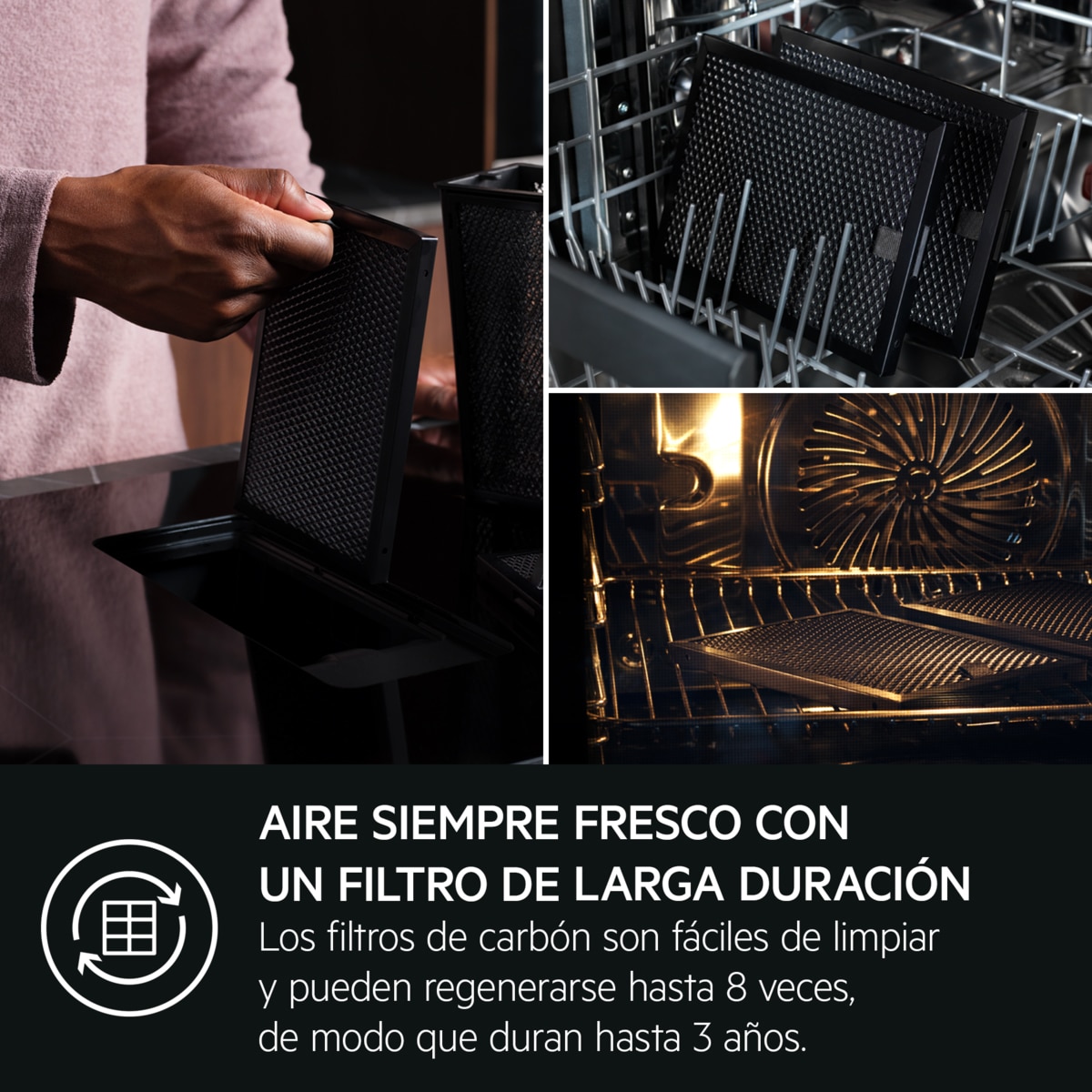 Camapan decorativa AEG, 90cm, SilenceTech, Función Brisa - GV77D91SZ Negro mate-6