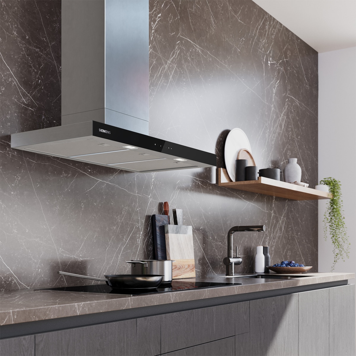 Exaustor de Parede Siemens iQ500 LC97BDN30 com 90 cm e 4 Velocidades Aço mate anti marcas-2