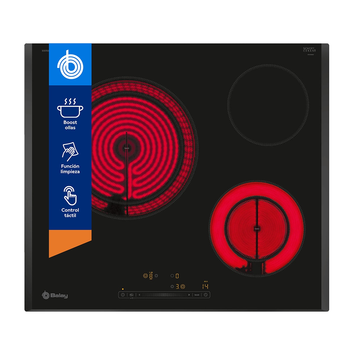 Placa vitrocerámica Balay 3 zonas de cocción - 3EB765LQ - Negro Negro-4