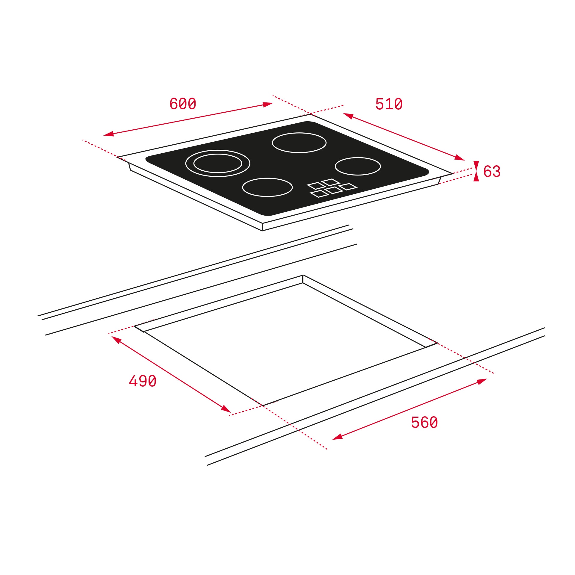 Placa de Vitrocerâmica Teka TZ PRO 6415 Touch Control com 4 Zonas e de 60 cm - Vidro Preto Preto-2