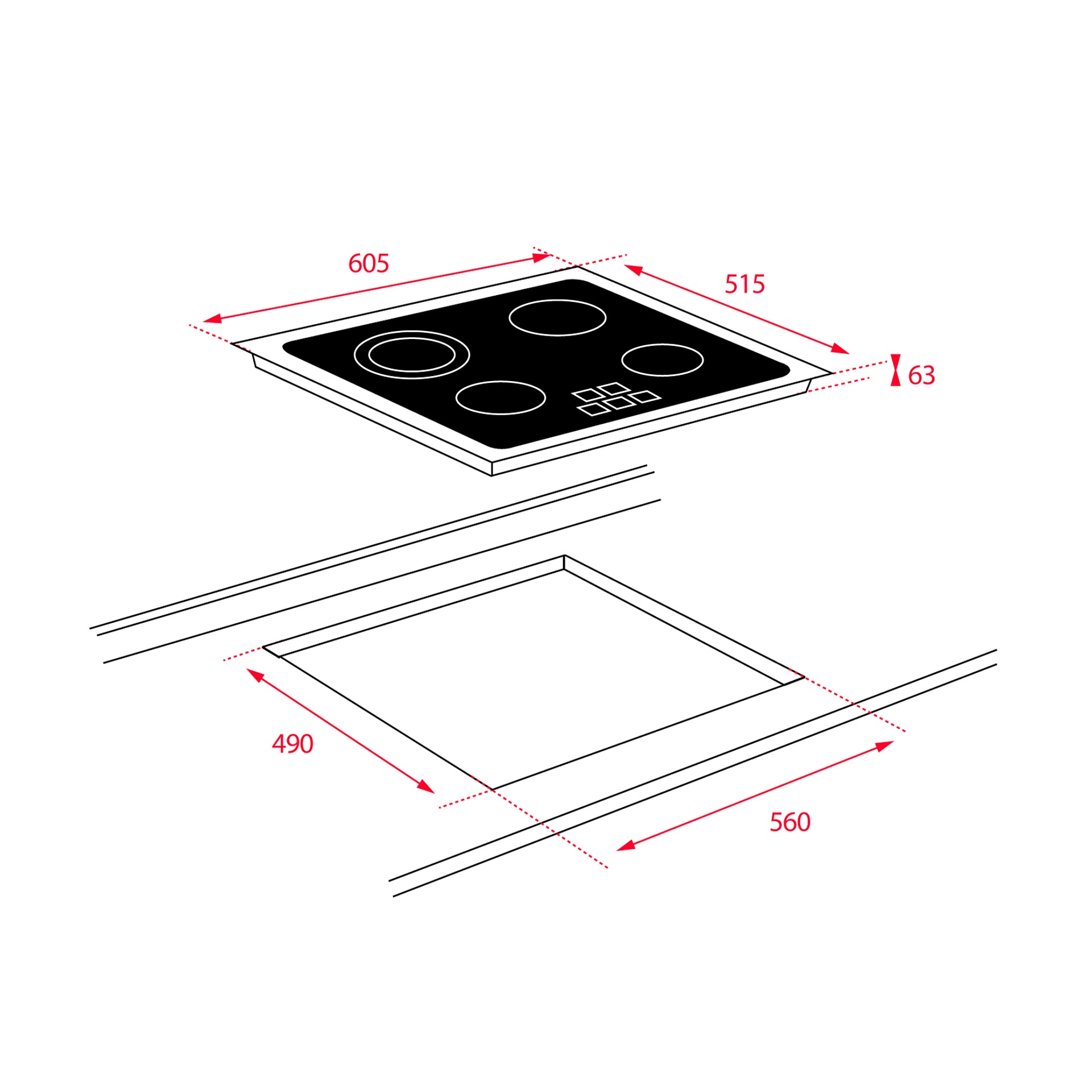 Placa de Vitrocerâmica Teka TZ PRO 6420 Touch Control com 4 Zonas e de 60 cm - Vidro Preto Preto-2