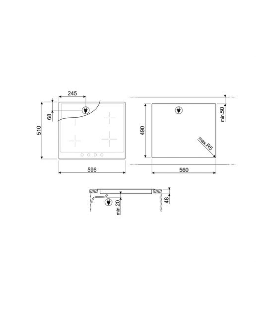 Placa vitrocerámica Smeg 4 zonas de cocción - P864PO - Crema Crema-4