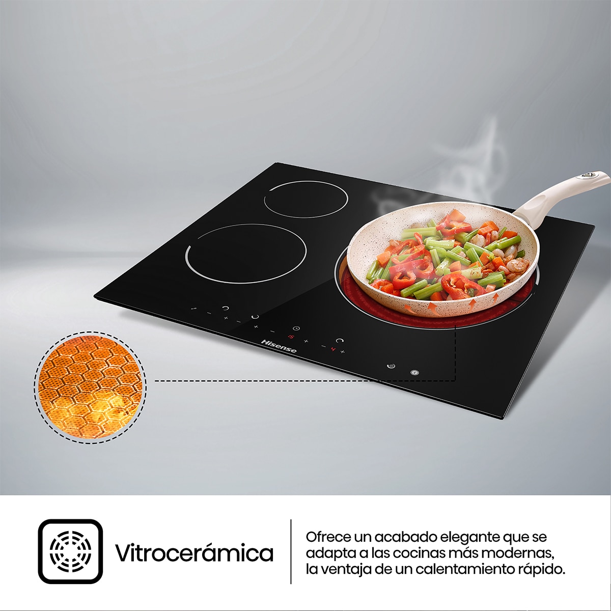 Placa vitrocerámica Hisense zona triple - E6322C Negro-4