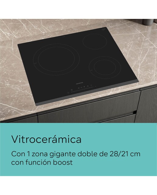 Placa vitrocerámica Siemens 3 zonas de cocción - ET631FKP8E - Negro Negro-3