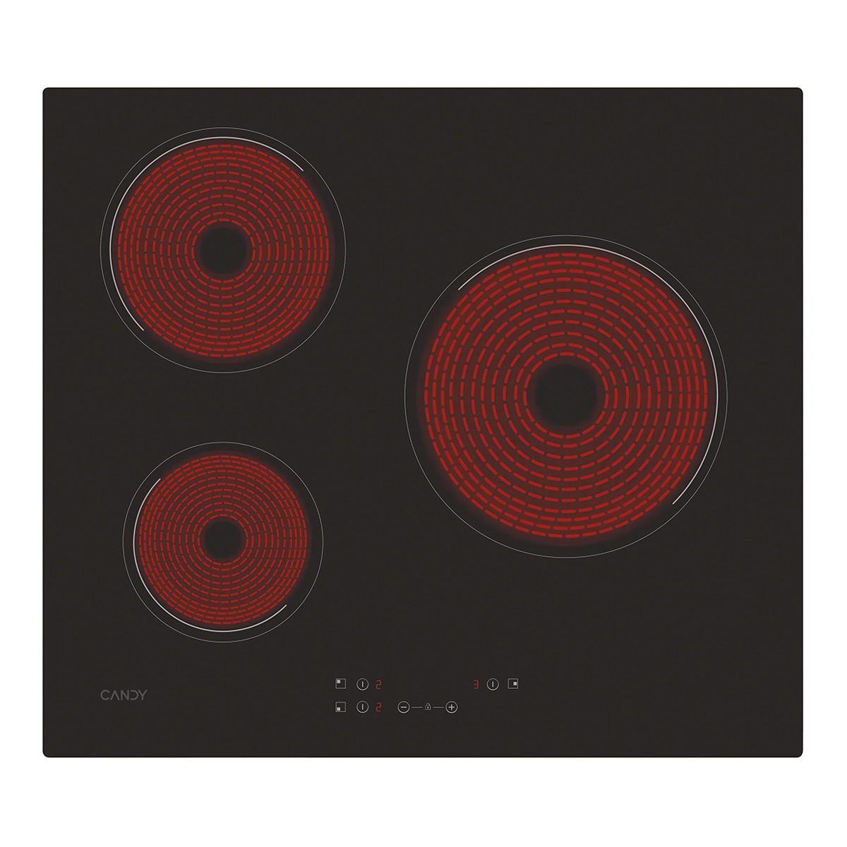 Candy – Placa vitrocerámica Candy 60 cm, 3 zonas de cocción – CH63CC/4U2.