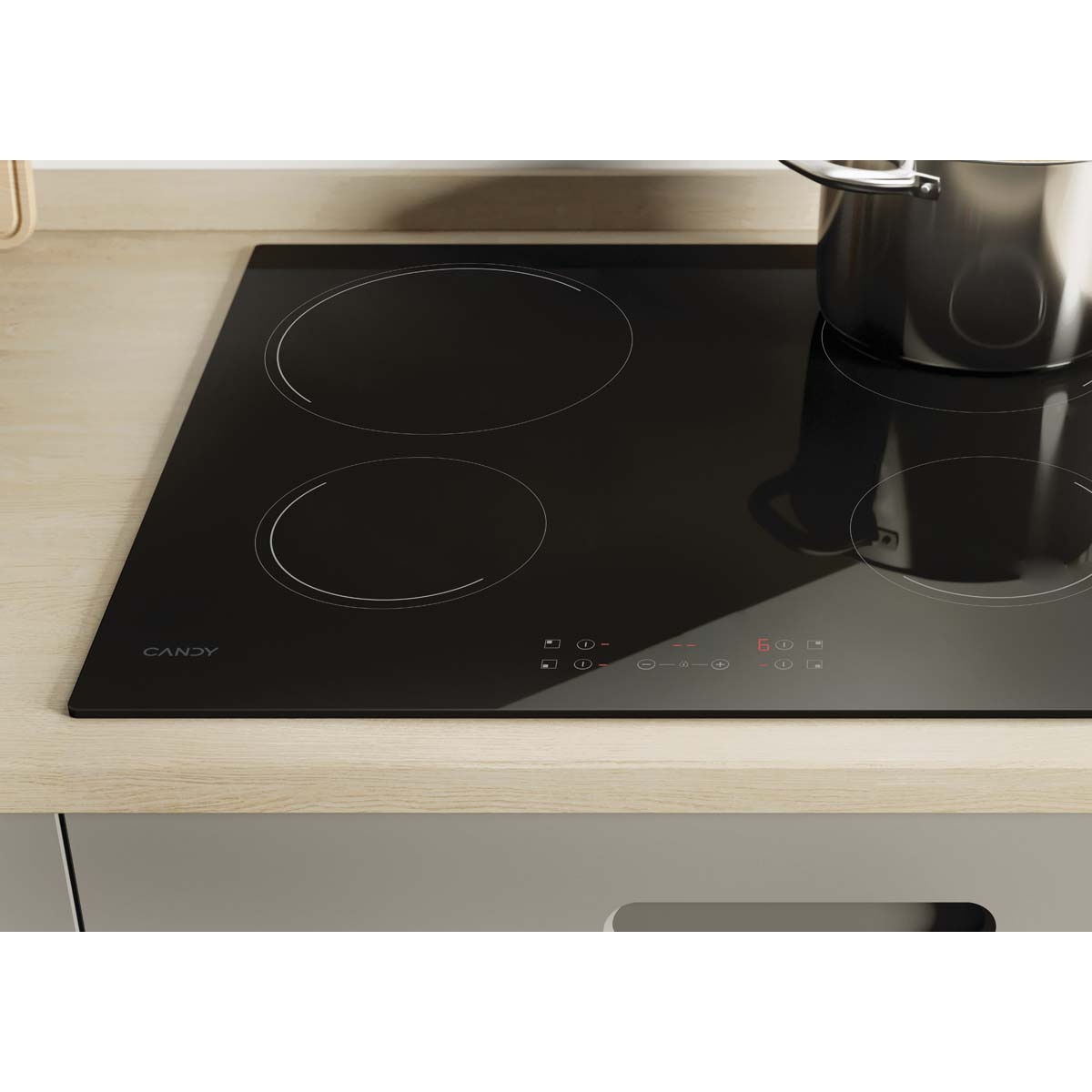 Placa vitrocerámica Candy 60 cm, 4 zonas de cocción - CH64CCB/4U2 Negro-5