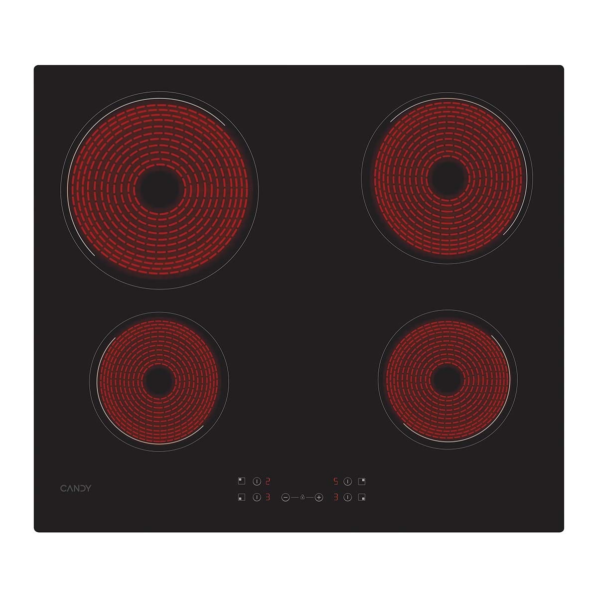 Placa vitrocerámica Candy 60 cm, 4 zonas de cocción - CH64CCB/4U2 Negro-6