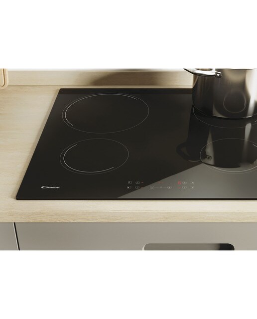 Placa vitrocerámica Candy 60 cm, 4 zonas de cocción - CH64CCB/4U2 - Negro Negro-10